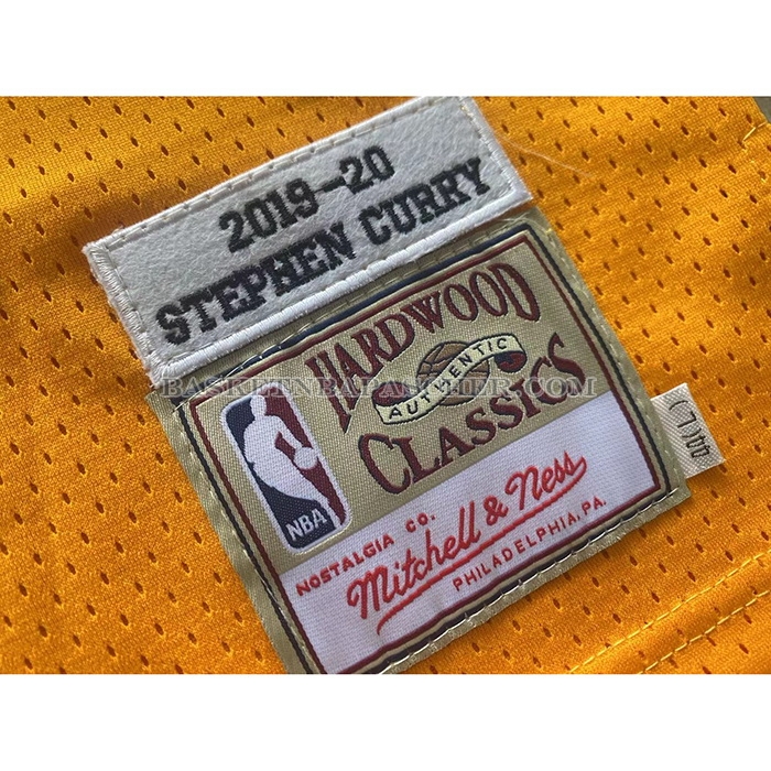 Maillot Golden State Warriors Stephen Curry NO 30 Mitchell & Ness 2019-20 Jaune